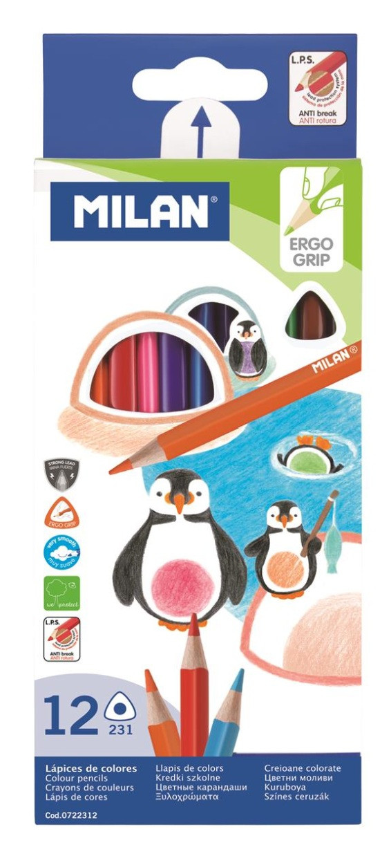 Kredki ołówkowe trójkątne Milan 12kol